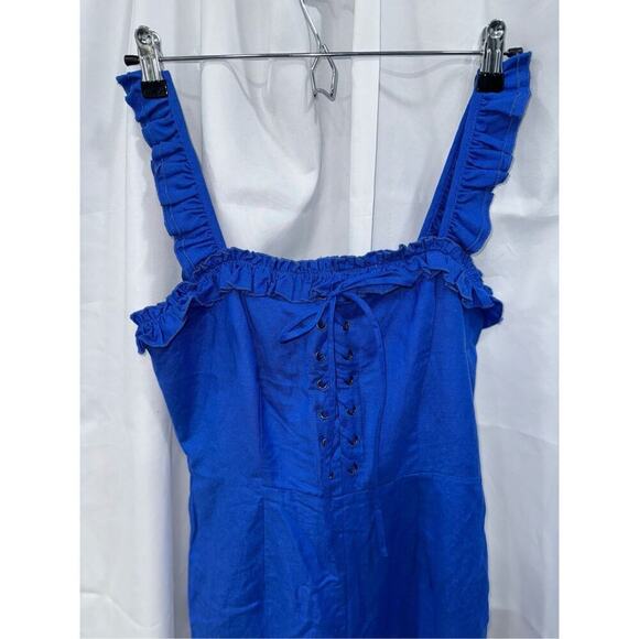 SugarLips royal blue tank top jumpsuit with ruffle straps | Sz S, NWT - Picture 3 of 5